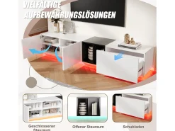 Mueble de TV con 2 puertas y 1 cajón - Diseño de bloques en blanco y negro
