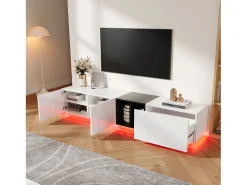 Mueble de TV con 2 puertas y 1 cajón - Diseño de bloques en blanco y negro