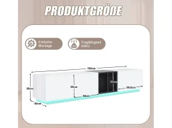 Mueble de TV con 2 puertas y 1 cajón - Diseño de bloques en blanco y negro