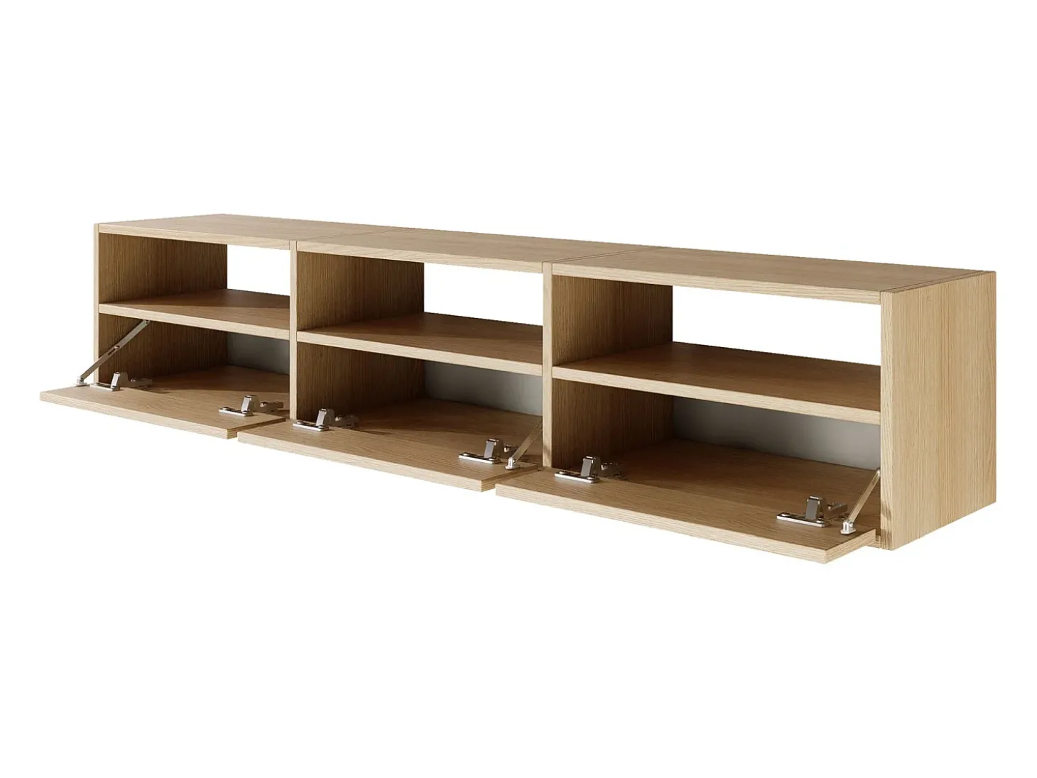 Mueble de TV con 3 puertas y estantes – acabado roble – 150 cm – FRAMME