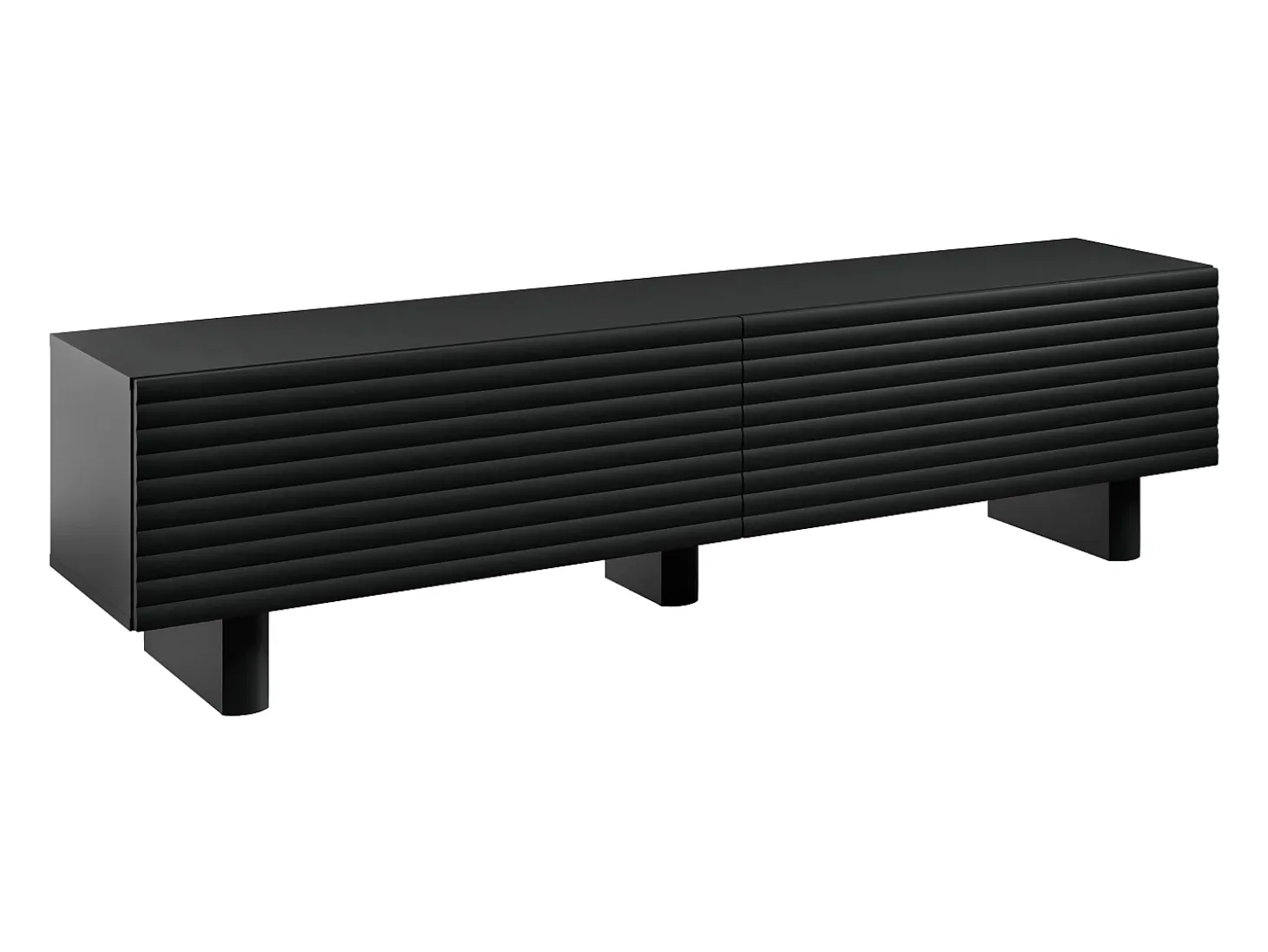 Mueble de TV con 2 puertas, 180 cm, en MDF - Negro - LUDIMA