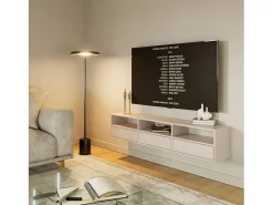 Mueble de TV con 3 puertas y estantes – gris cachemira – 150 cm – FRAMME