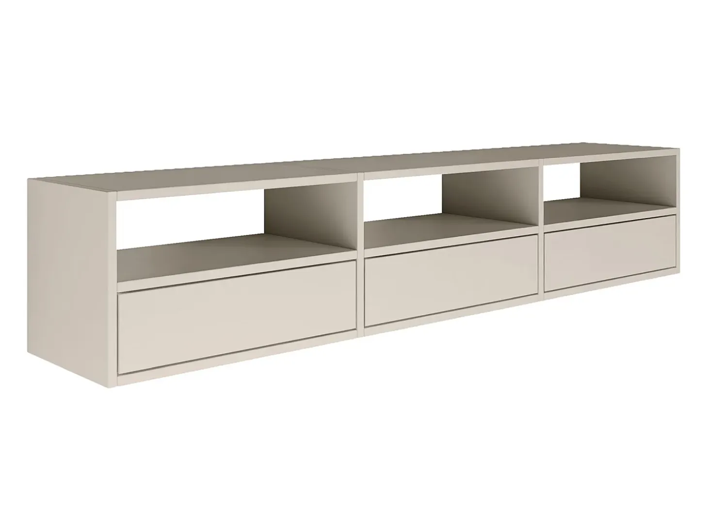 Mueble de TV con 3 puertas y estantes – gris cachemira – 150 cm – FRAMME