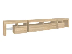 Mueble de TV con luces LED roble Sonoma 260x36,5x40 cm
