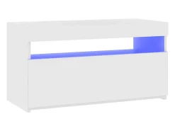 Mueble de TV con luces LED blanco brillante 75x35x40 cm