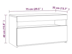 Mueble de TV con luces LED blanco brillante 75x35x40 cm