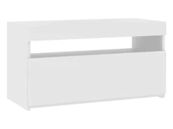 Mueble de TV con luces LED blanco brillante 75x35x40 cm