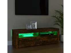 Mueble de TV con luces LED color roble ahumado 120x35x40 cm