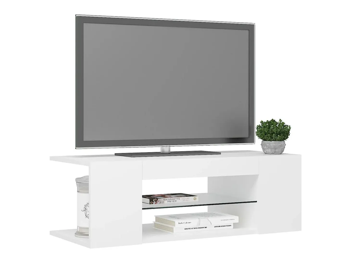 Mueble de TV con luces LED blanco 90x39x30 cm