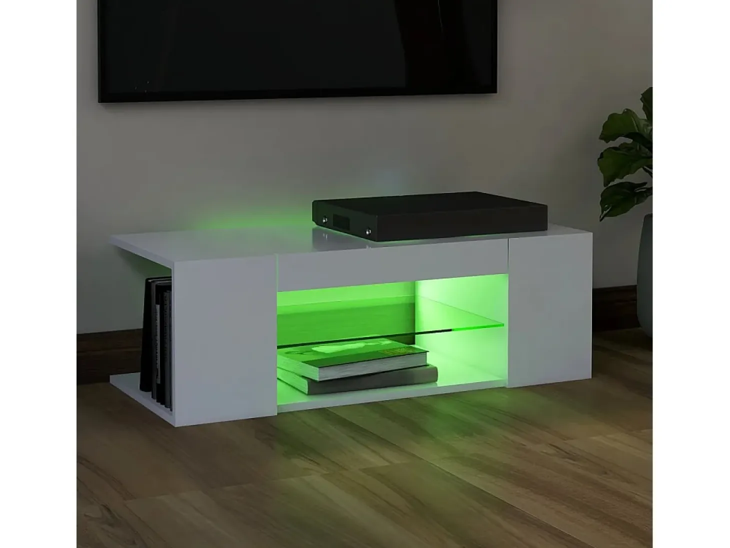 Mueble de TV con luces LED blanco 90x39x30 cm