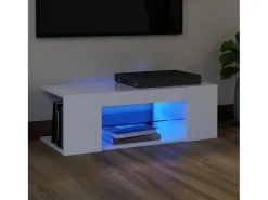 Mueble de TV con luces LED blanco 90x39x30 cm
