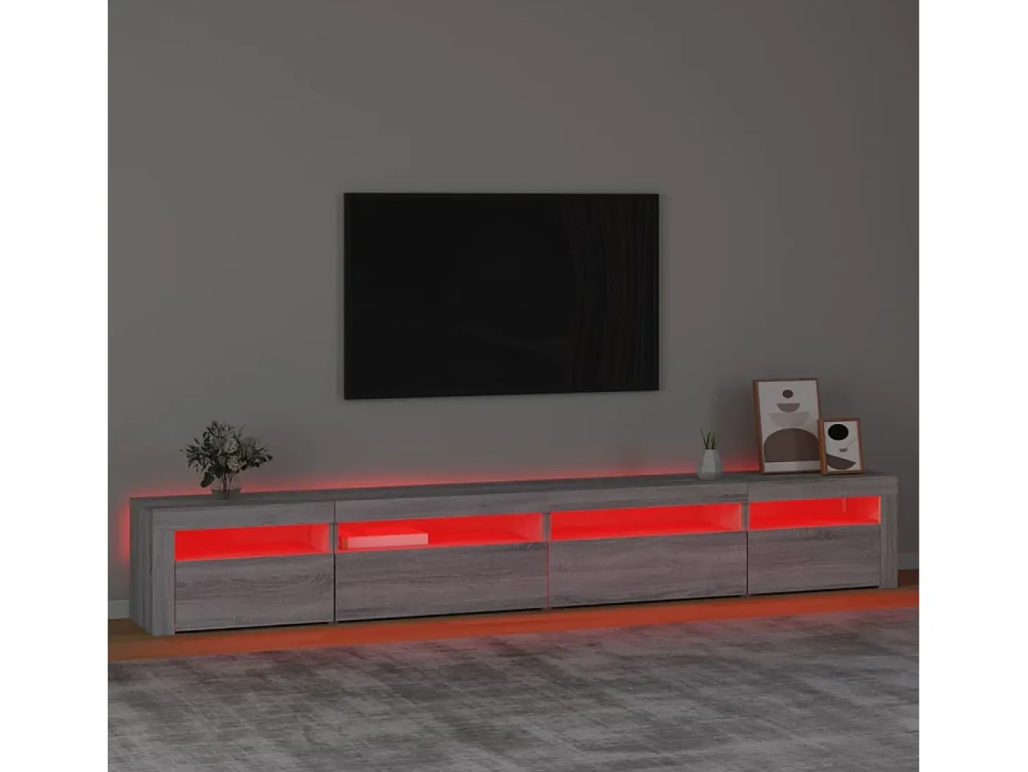Mueble de TV con luces LED gris sonoma 270x35x40 cm ES16481