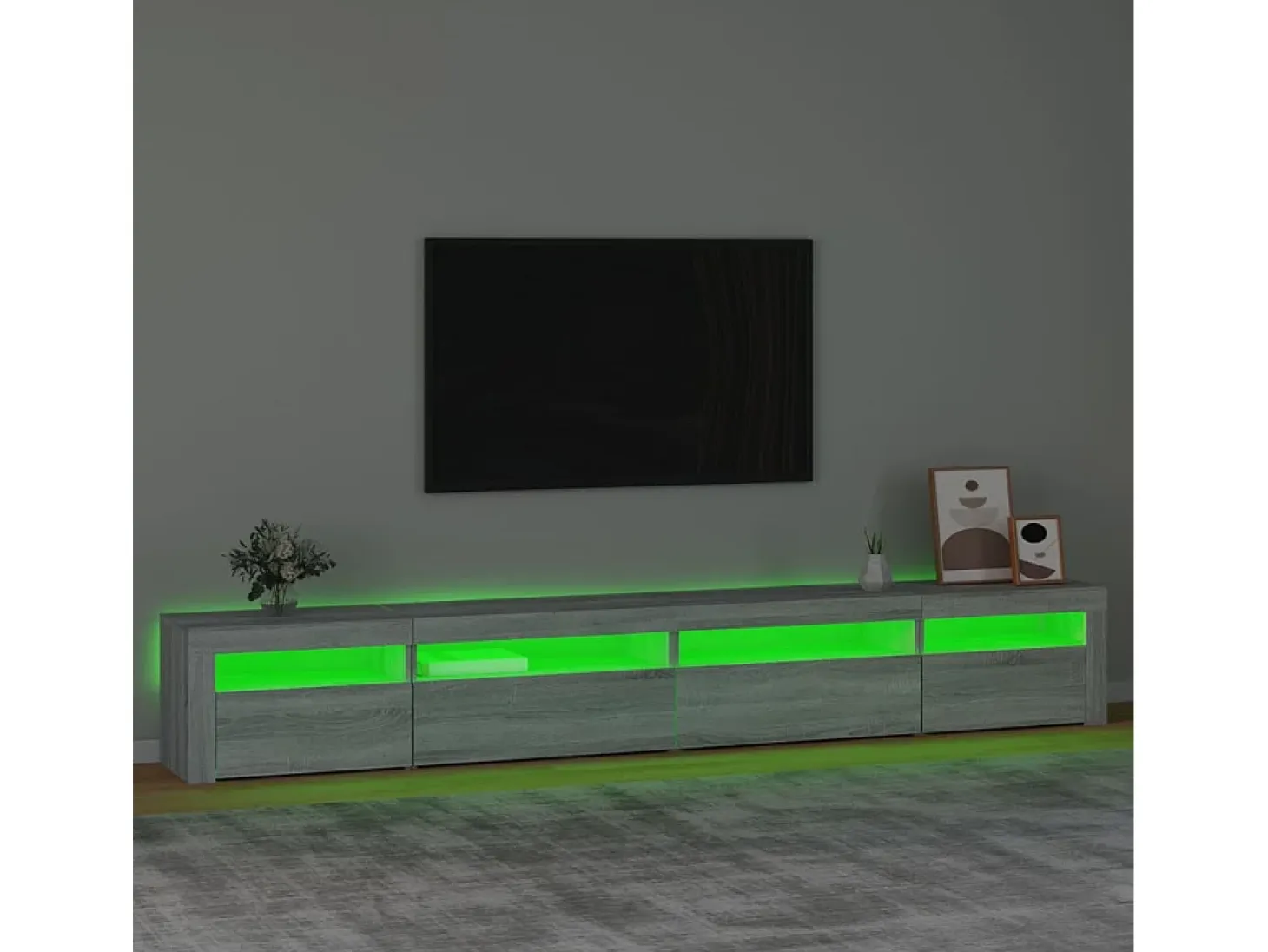 Mueble de TV con luces LED gris sonoma 270x35x40 cm ES16481