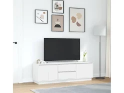 Mueble de TV con luces LED blanco 160,5x41x50 cm