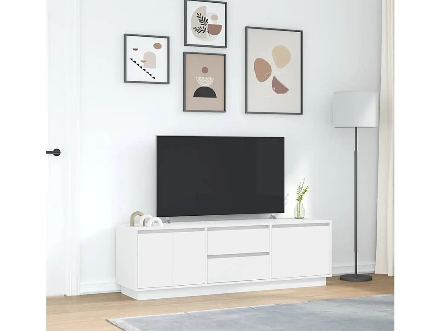 Mueble de TV con luces LED blanco 160,5x41x50 cm
