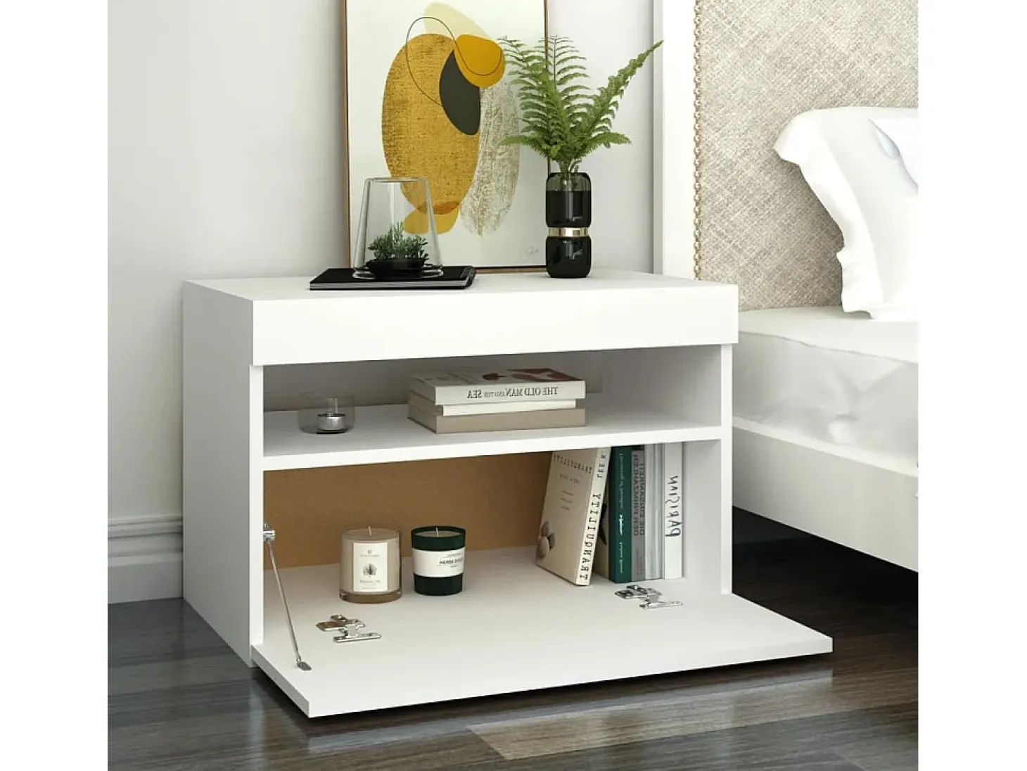 Mueble de TV con luces LED blanco 60x35x40 cm