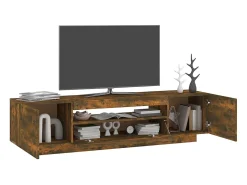 Mueble de TV con luces LED color roble ahumado 160x35x40 cm