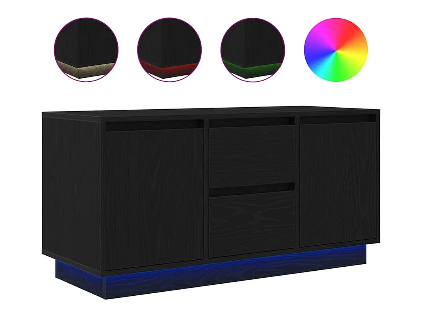 Mueble de TV con luces LED roble negro 100x41x50 cm