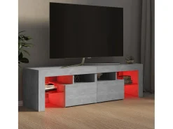Mueble de TV con luces LED gris hormigón 140x36,5x40 cm