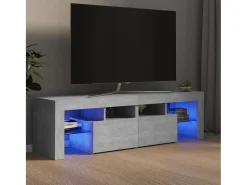 Mueble de TV con luces LED gris hormigón 140x36,5x40 cm