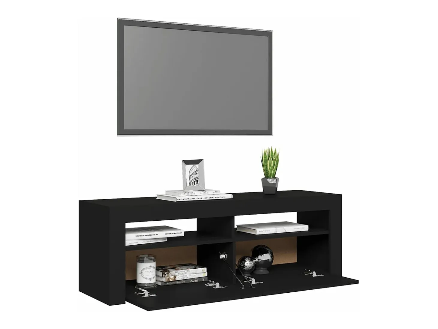 Mueble de TV con luces LED negro 120x35x40 cm