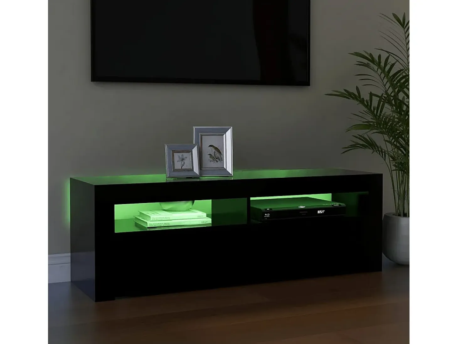 Mueble de TV con luces LED negro 120x35x40 cm