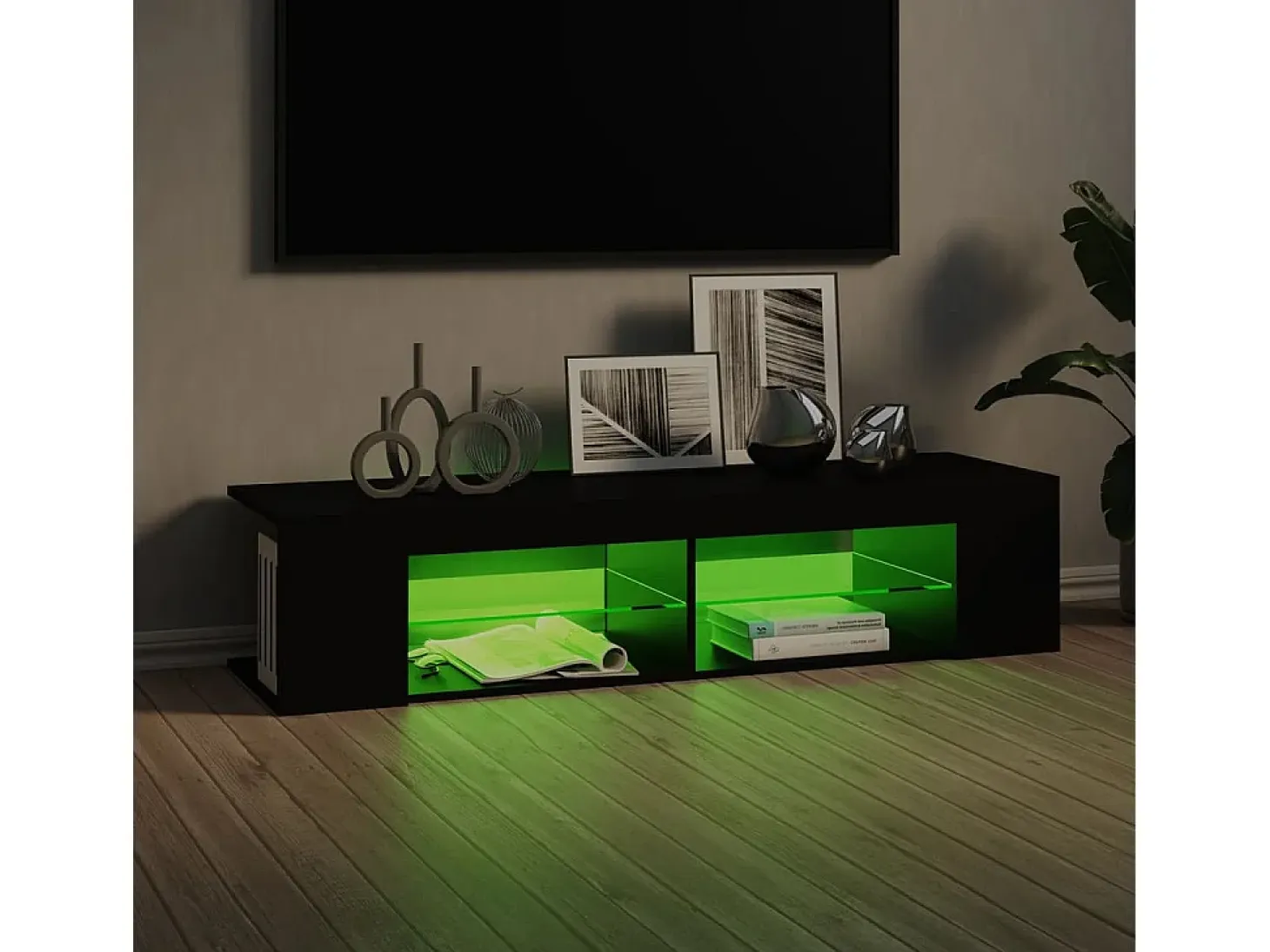 Mueble de TV con luces LED negro 135x39x30 cm