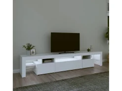 Mueble de TV con luces LED blanco 215x36,5x40 cm