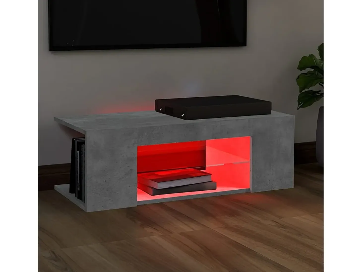 Mueble de TV con luces LED gris hormigón 90x39x30 cm