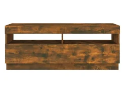 Mueble de TV con luces LED roble ahumado 100x35x40 cm