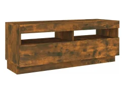 Mueble de TV con luces LED roble ahumado 100x35x40 cm