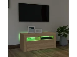 Mueble de TV con luces LED roble Sonoma 90x35x40 cm