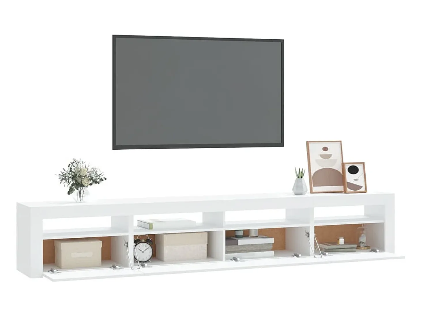 Mueble de TV con luces LED blanco 240x35x40 cm