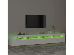 Mueble de TV con luces LED blanco 240x35x40 cm