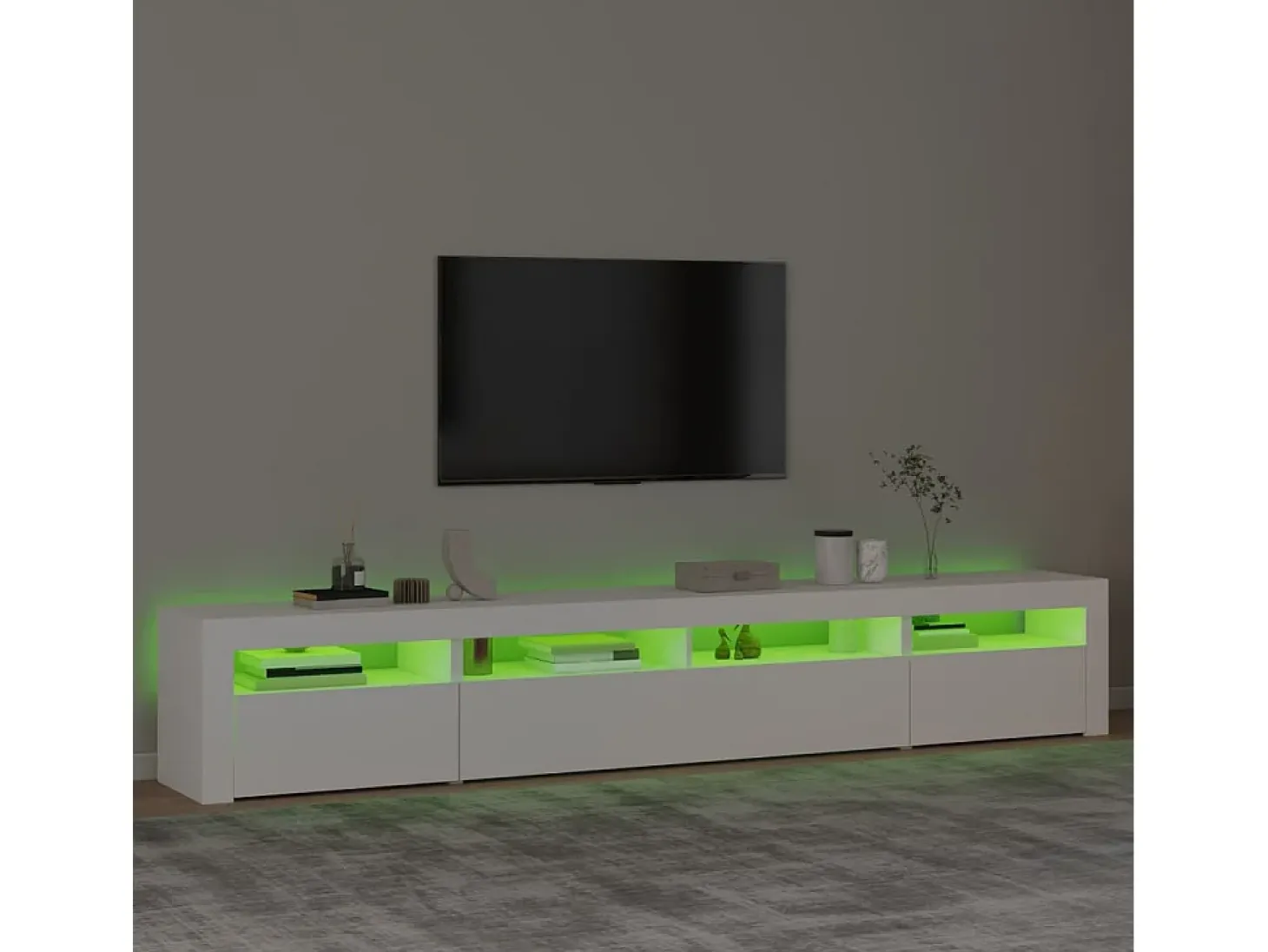 Mueble de TV con luces LED blanco 240x35x40 cm