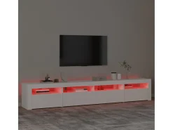 Mueble de TV con luces LED blanco 240x35x40 cm