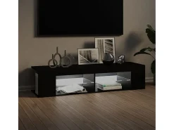 Mueble de TV con luces LED negro 135x39x30 cm ES874679