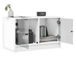 Mueble de TV con puertas de vidrio blanco 68x37x42 cm