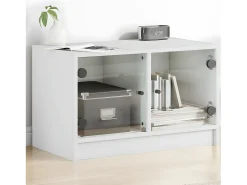Mueble de TV con puertas de vidrio blanco 68x37x42 cm