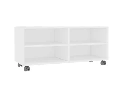 Mueble de TV con ruedas madera contrachapada blanco 90x35x35 cm ES26940