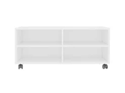 Mueble de TV con ruedas madera contrachapada blanco 90x35x35 cm ES26940