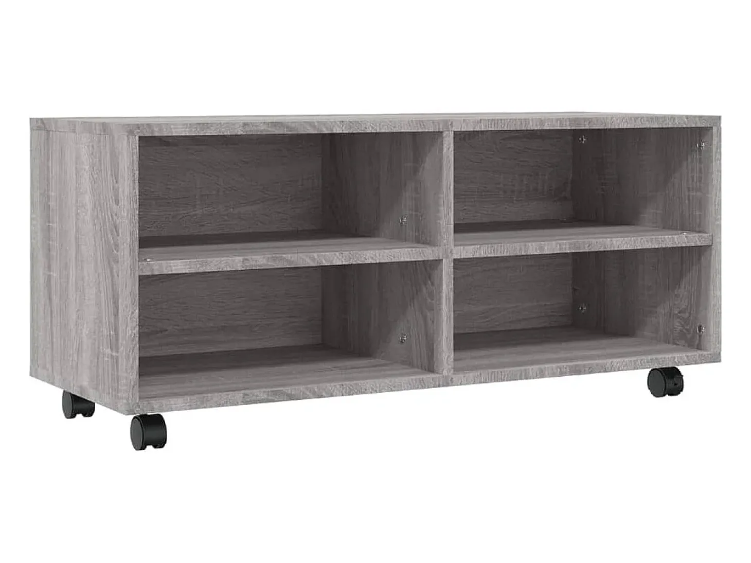 Mueble de TV con ruedas madera contrachapada gris 90x35x35 cm