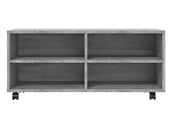 Mueble de TV con ruedas madera contrachapada gris 90x35x35 cm