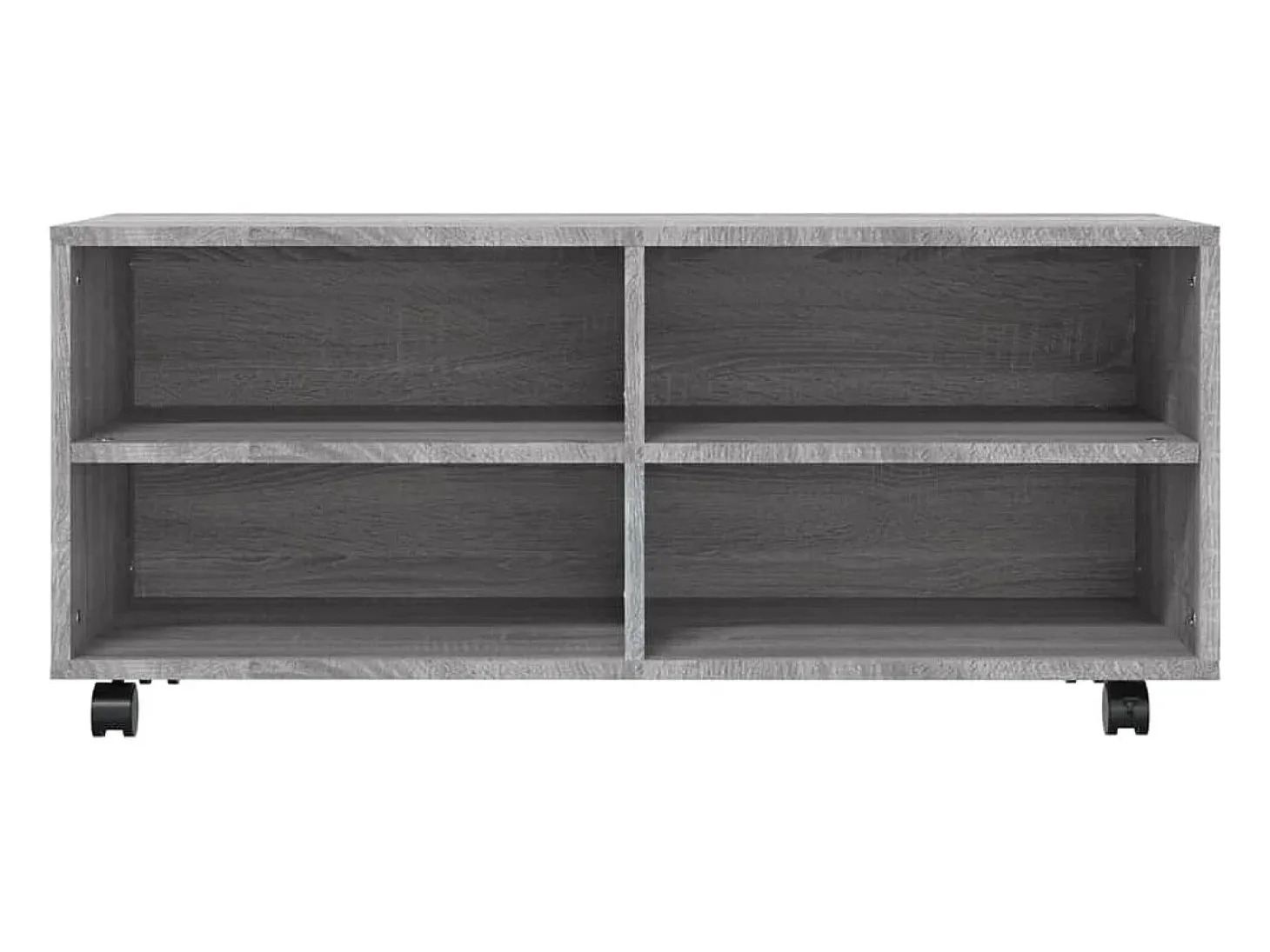 Mueble de TV con ruedas madera contrachapada gris 90x35x35 cm