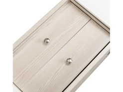 Mueble de TV de 160 cm en blanco y madera, con 2 cajones y 2 puertas, patas de madera - para salón y oficina
