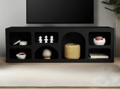 Mueble de TV de diseño con 7 estantes - Color: Negro - LUELA