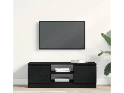 Mueble de TV de madera de roble negro 102x30x36 cm