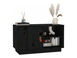 Mueble de TV de madera maciza de pino negro 70x34x40 cm