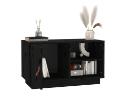 Mueble de TV de madera maciza de pino negro 70x34x40 cm