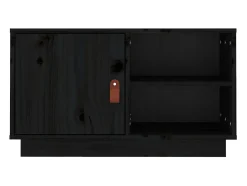 Mueble de TV de madera maciza de pino negro 70x34x40 cm